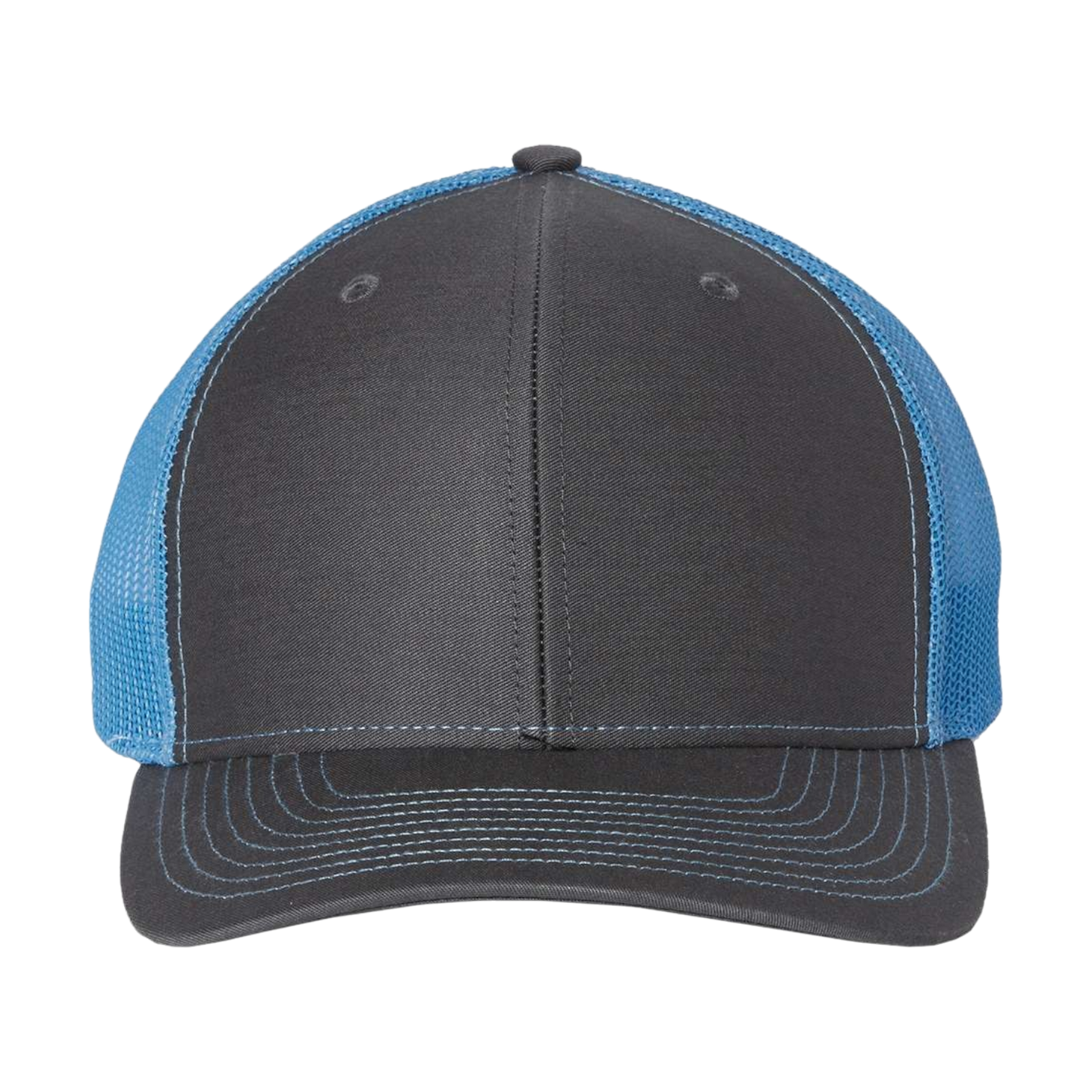 Richardson 112 Full Color Patch Trucker Cap in gray and blue for outdoor activities and corporate gifts.