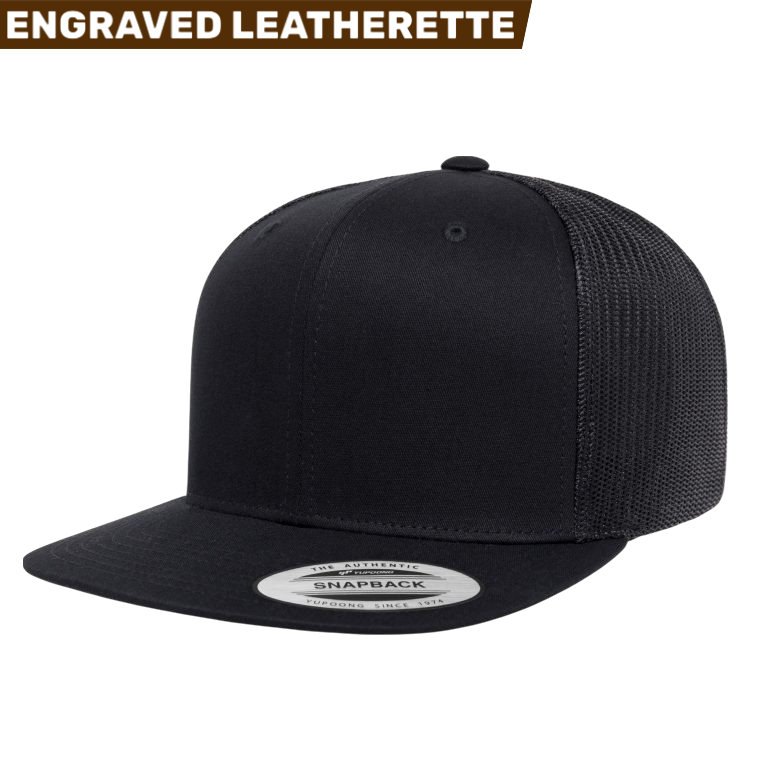 YP Classics 6609 Leatherette Patch Flat Bill Trucker Hat