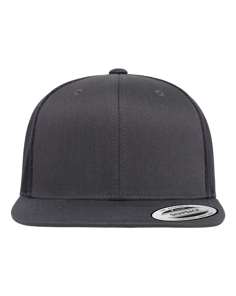 YP Classics 6609 Leatherette Patch Flat Bill Trucker Hat